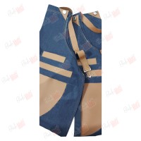 Denim apron with leather